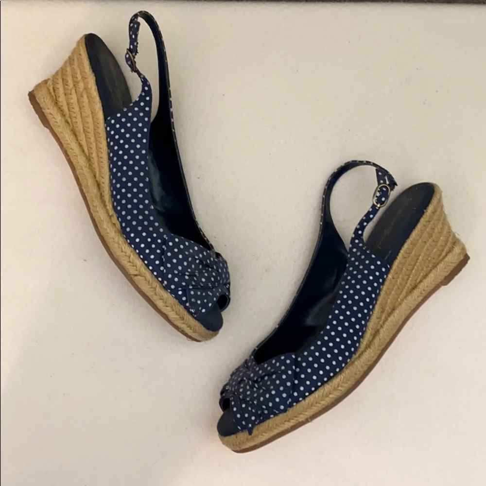 Navy Polka Dot Espadrille Sandals